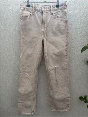 H&M High Waist Slim Straight Ankle Jeans Beige Cream Size 2